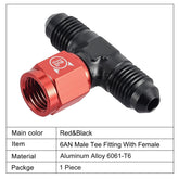 EVIL ENERGY AN Male Tee Fitting Adaptor with Female Swivel on Side Red&Black(4/6/8/10AN)